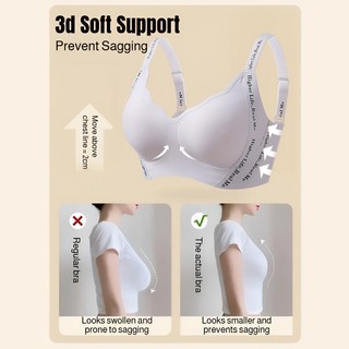 『 Brelira 』 Dây đeo chữ cái Push Up Bra liền mạch chống chảy xệ Siêu mỏng thoáng khí Ngực nhỏ tập hợp không dây Kích thước lớn Đồ lót cốc đầy đủ ❈ ❈ ❥