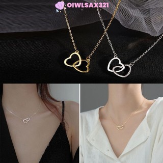 Vòng cổ hợp kim hai trái tim, trang sức nhẹ dành cho xương đòn, thể hiện tình yêu
