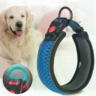 Vòng cổ chó phản quang thoáng khí bằng lưới tổ ong, Vòng cổ thú cưng có đệm mềm bằng Nylon có thể điều chỉnh an toàn ban đêm cho chó nhỏ vừa lớn