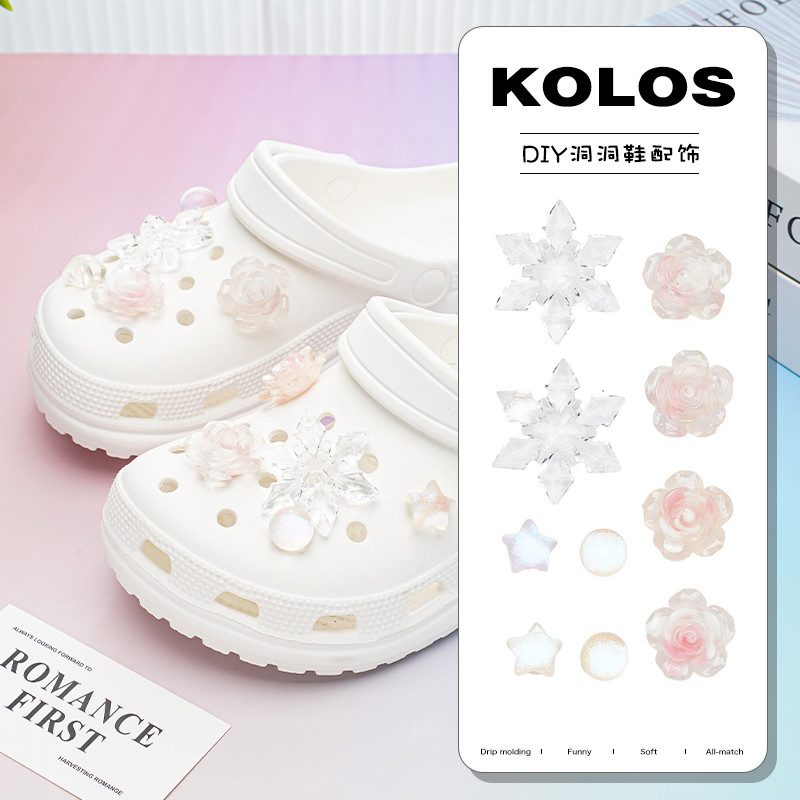 Thích hợp cho Crocs: phụ kiện hoa pha lê, bông tuyết, hoa lỗ cao cấp, có thể tháo rời, phong cách Zhibixing, Busch