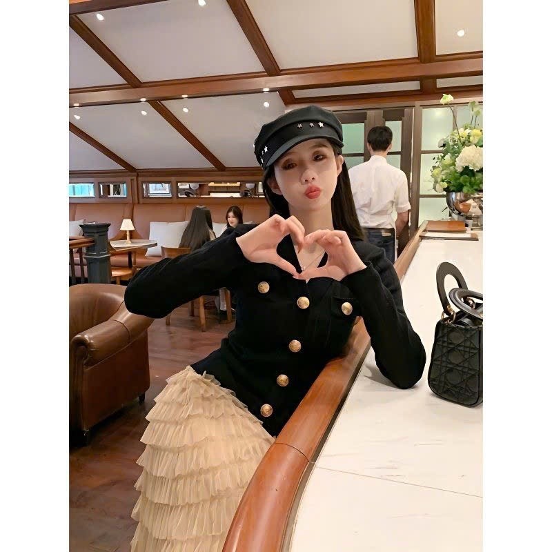 Set bộ 2 món áo len cardigan phối chân váy dáng dài phong cách tiểu thư nhẹ nhàng hàng QCCC BA SP366