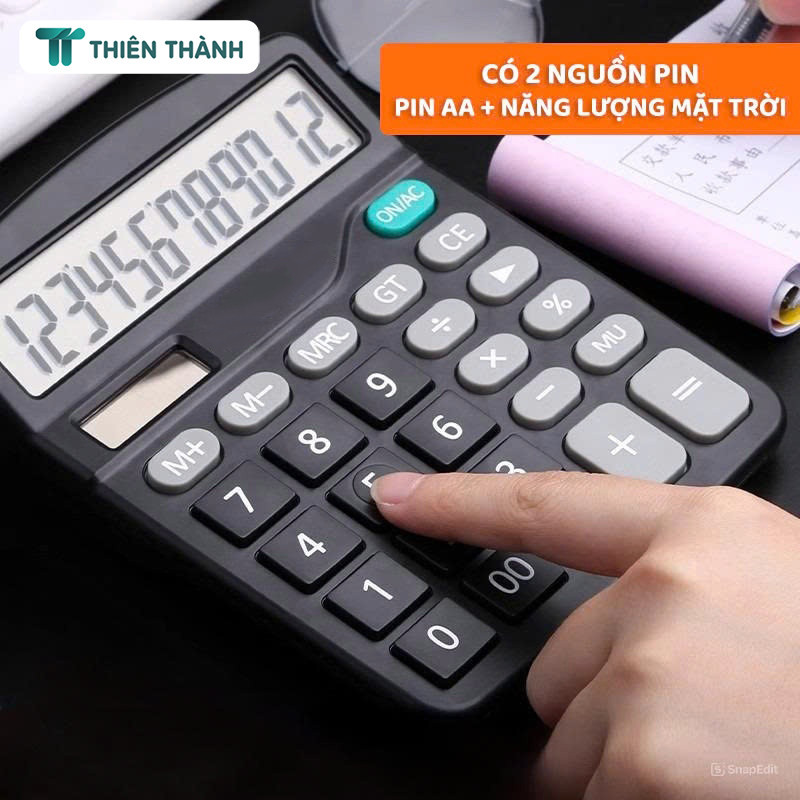 Máy tính để bàn 2 nguồn pin – Máy tính phím bấm siêu nhạy, 12 số, phù hợp học tập và văn phòng