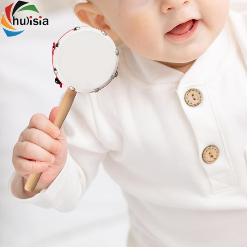 chulisia Trống Tay Trẻ Em Tập Đi Bằng Gỗ Nhạc Lục Lạc Mini Bộ Gõ Nhạc Cụ Bé Trai Bé Gái Trẻ Sơ Sinh Lắc Đồ Chơi Lục Lạc Trống Đồ Chơi