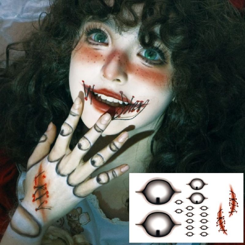 Nhãn dán hình xăm nhãn cầu mắt Halloween