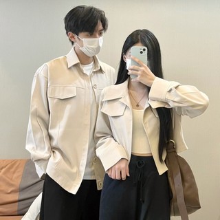 Đồ đôi nam nữ áo khoác cardigan đơn sắc mùa xuân thu công sở 2025
