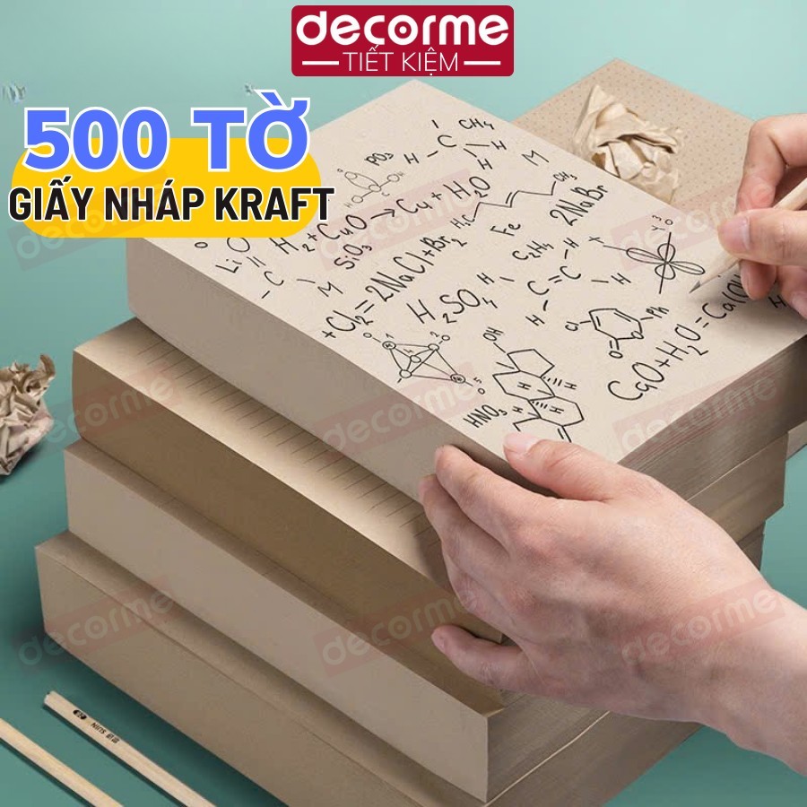 Giấy Nháp Kraft 500 Tờ Kẻ Ngang, Caro, Trơn Văn Phòng, Học Sinh, Sketch ...