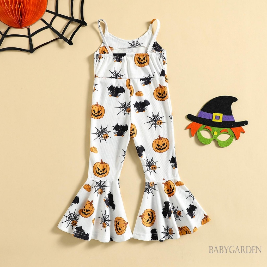 1-5 tuổi Halloween Tập Đi Bé Gái Áo liền quần Không Tay Spaghetti Dây Cao Cấp Một Mảnh Viền loe Body