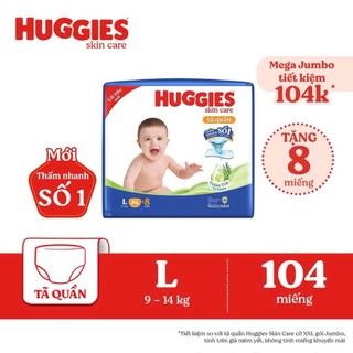 COMBO 2 Bịch Tã quần Huggies Tràm trà Skincare Mega Jumbo M102+4/L100+4/XL84+4/XXL76+4 Chính Hãng