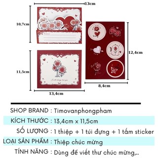 Thiệp Chúc Mừng Sinh Nhật Vintage Xinh Giấy Hoa Hồng Đỏ Hoàng Tử Bé Tặng Kèm Sticker Timo GQ56