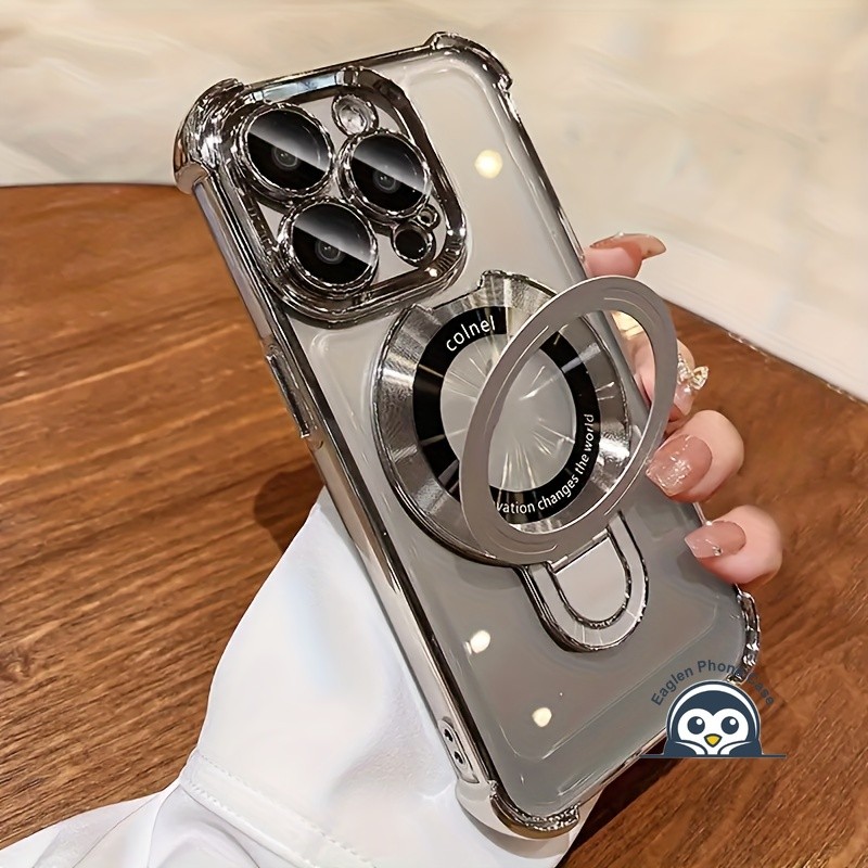 Bán Chạy Giá Đỡ Từ Tính Ốp lưng iPhone 17 Air 17 Pro Max 16E 16 Pro Max 15 14 Plus 15 Pro Max Vỏ Mạ Khung Sang Trọng Bốn Góc Chống Sốc Ốp Lưng Mềm