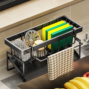 Kệ Đựng Đồ Rửa Chén Bát Giá Để Giẻ Rửa Chén Trên Bồn Có Khay Hứng Nước Nghiêng Thép Carbon Phủ Sơn Tĩnh Điện