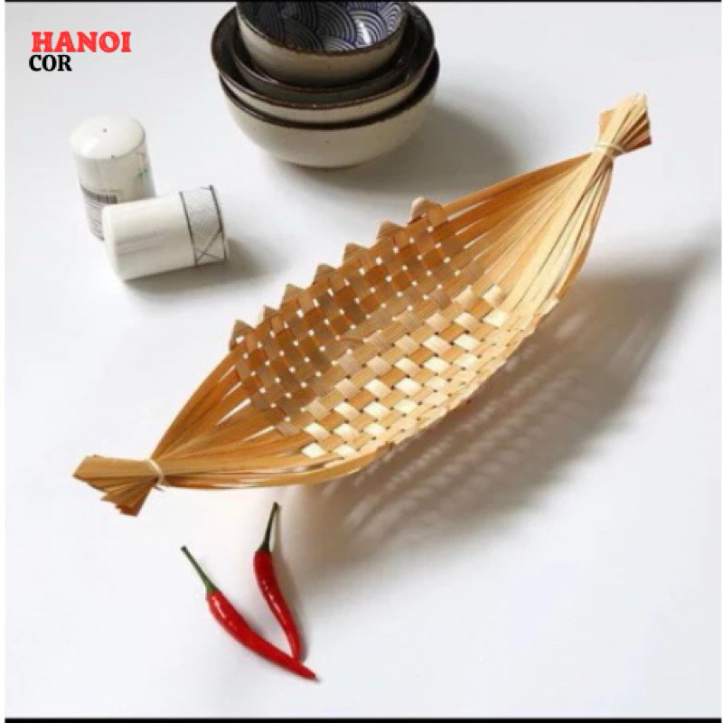 (SỈ SLL)Thuyền tre đựng bánh kẹo trang trí bàn tiệc, thức ăn, đồ decor trang trí dễ thương bàn ăn