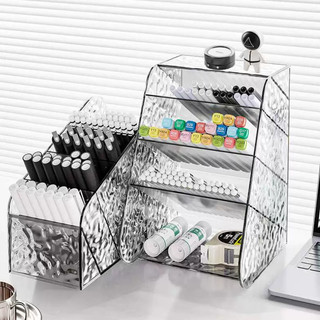 Kệ Nhựa Mica Trong Suốt Nhiều Tầng Vân Kim Cương, Hộp Đựng Bút, Son, Mỹ Phẩm, Văn Phòng Phẩm