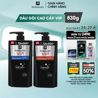 [Dung Tích Lớn] Dầu gội nam Cao Cấp Romano VIP Passion / Vision mùi Hương Bí Ẩn Nam Tính 830G