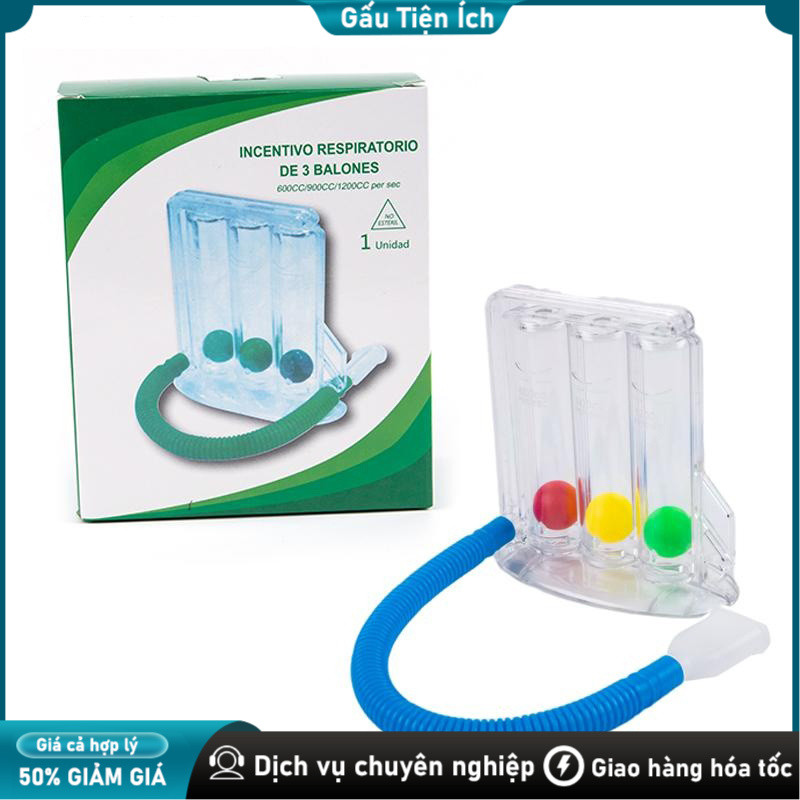 Máy tập thở 3 quả bóng Chức năng phổi Cải thiện khả năng soi đường hô hấp Thở sâu Máy tập hô hấp
