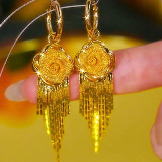 Bông tai dangling tua rua hoa hồng sang trọng, tạo vẻ đẹp thu hút