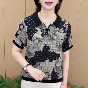 Mùa hè, Áo phong cách Trung Quốc in họa tiết 3D, tay ngắn, dành cho phụ nữ đơn giản và thanh lịch
