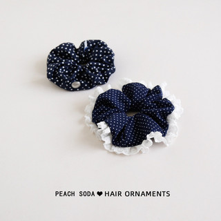 MISMEMO Pháp Retro Xanh Hải Quân Chấm Bi Scrunchy Nhẫn Tóc Niche Thiết Kế Cao Cấp Thấp Đuôi Ngựa Đầu