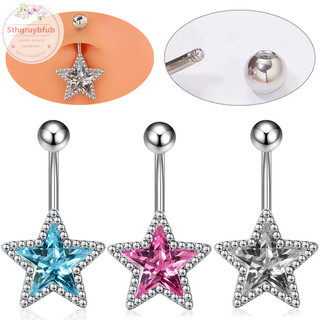 Sthb Pha Lê Mặt Dây Chuyền Bụng Nút Nhẫn Nữ Ngôi Sao Zircon Rốn Nhẫn Trang Sức Pentagram Bụng Nhẫn Trang Sức Cơ Thể Gợi Cảm VN