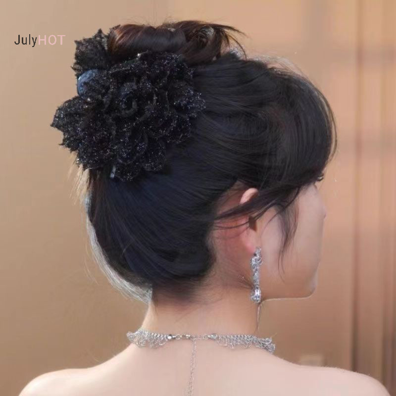 Julyhot Thời Trang Lưới Đen Hoa Kẹp Tóc Nữ Đuôi Ngựa Kẹp Mũ Đội Đầu Tính Khí Hoa Vuốt Tóc Mũ Phụ Kiện Tóc Massivedeals