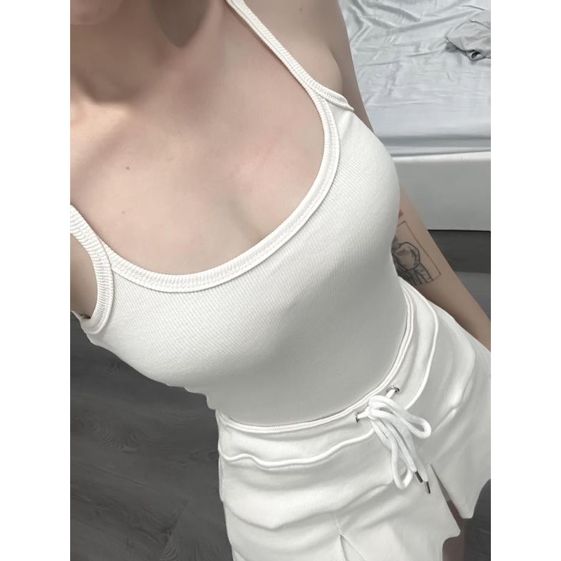 Áo hai dây nữ trơn basic thun gân dáng vừa phong cách đơn giản dễ phối đồ - A293 Women Top Voi