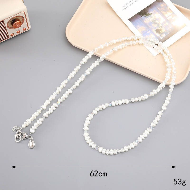 Phụ kiện điện thoại Phong cách mới Dây buộc có thể quay lại, dây chuyền Messenger dài tự làm, ngọc trai, vỏ điện thoại, móc khóa