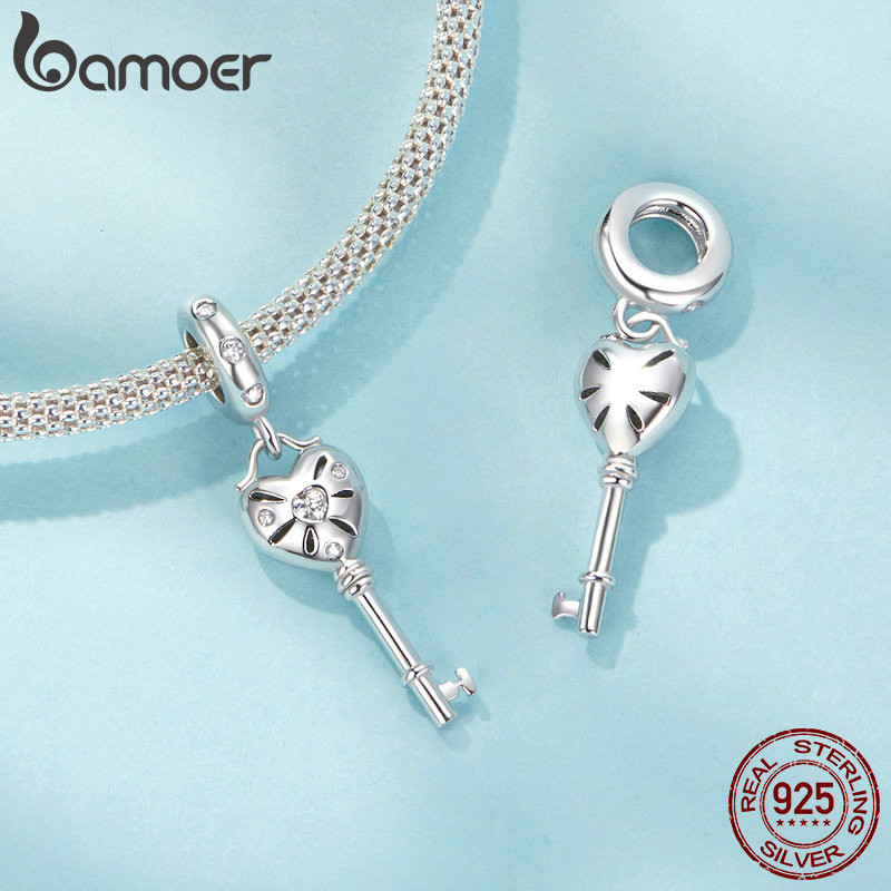 Bamoer 925 Sterling Sliver Charm Bướm Tulip Phalaenopsis Mặt Dây Chuyền Phụ Kiện Cho Vòng Tay