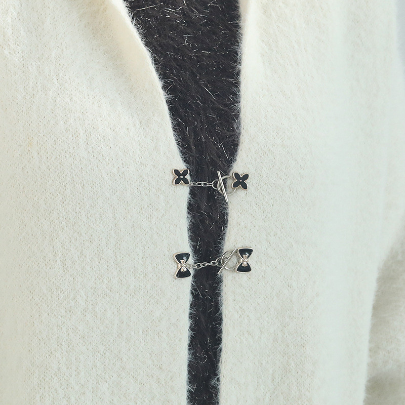 [Yunyuan] Cardigan OT Khóa trang trí, Pin tháo rời không cần đinh, Trâm ngọc trai, Dây kết nối tay áo và đường viền cổ, Khóa chống lộ