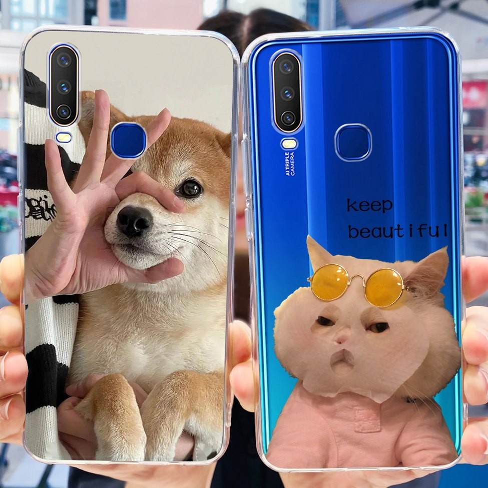Ốp lưng Vivo Y3 2019 Y3s V1901A Thẩm Mỹ Trong Suốt Dễ Thương Gấu Trúc Mèo Hoa Mềm TPU Vỏ Điện Thoại V1901T V1901A V1901T