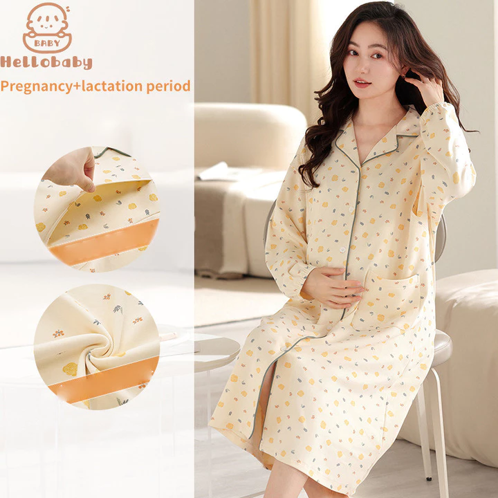 Váy giam Xuân Thu Hellobaby dành cho bà bầu, bà bầu sau sinh, váy cho con bú Váy bà bầu mỏng cho bà mẹ mang thai mùa hè