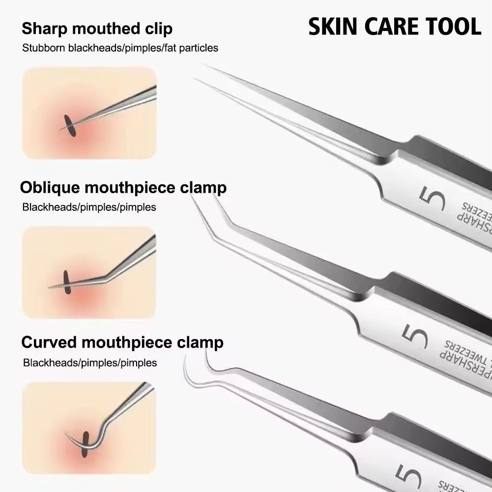 Bộ 4 Món Que Nặn Mụn Đầu Đen, Trứng Cá, Cám Thần Thánh Siêu Mịn Tế Bào Mụn Sạch Dụng Cụ