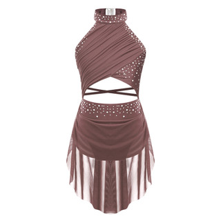 Yhong Kid Girls Hollow Back Ballet Leotard kèm váy Váy khiêu vũ không tay