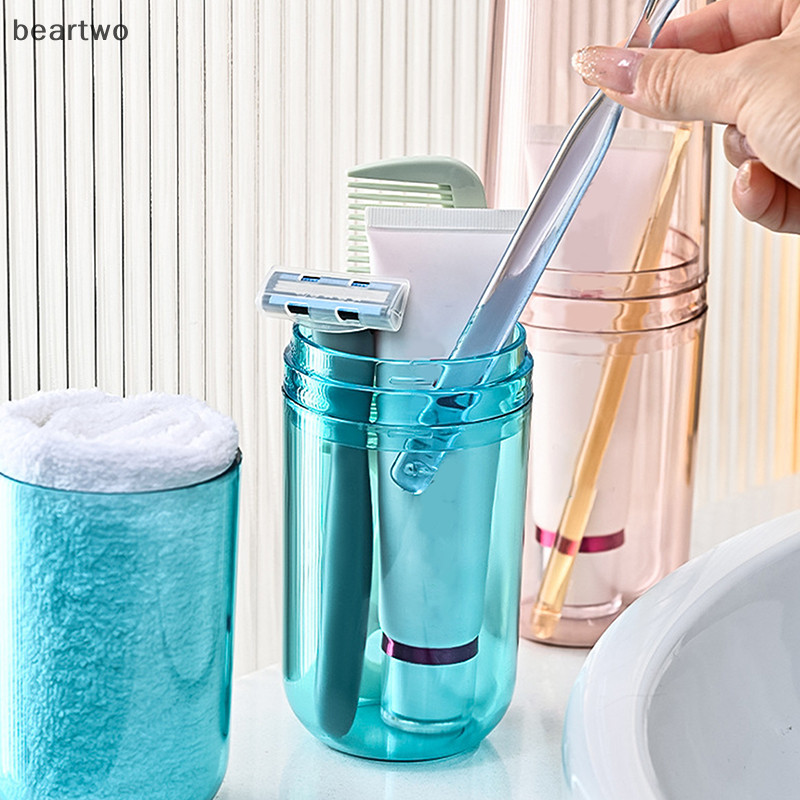 < Beartwo > Hộp đựng bàn chải đánh răng trong suốt Hộp đựng bàn chải đánh răng du lịch Hộp đựng cốc rửa di động Hộp đựng bàn chải nhựa Nước súc miệng đẹp