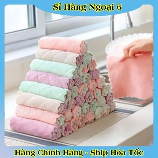 [1CHIẾC] Khăn lau đa năng bếp, bát đĩa, cốc chén thấm nước chống dính dầu mỡ hai mặt