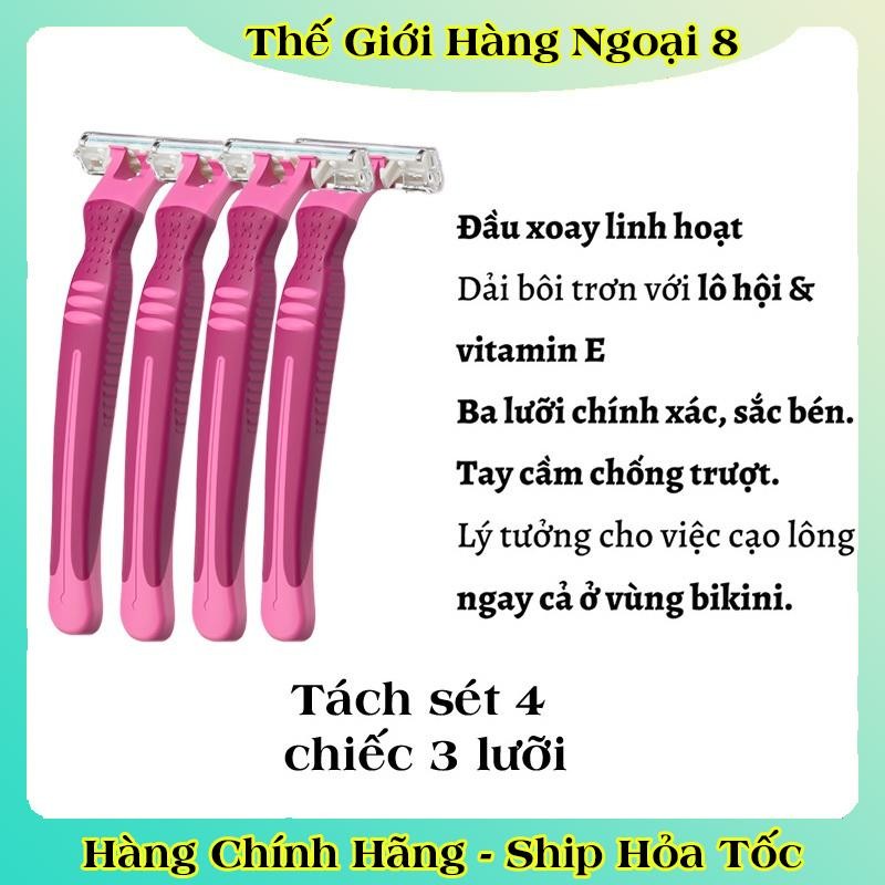 [CÓ CHE TÊN] Dao cạo Balea 2 và 3 lưỡi kép dùng cạo lông body & Bikini đầu xoay linh hoạt của Đức- Mẫu mới Đủ Bill