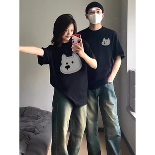 Những người yêu thích cotton mặc áo thun cotton thích hợp mùa hè không giống nhau 2024 áo thun ngắn tay mới dành cho nam và nữ có cùng áo sơ mi đế siêu lửa Instagram