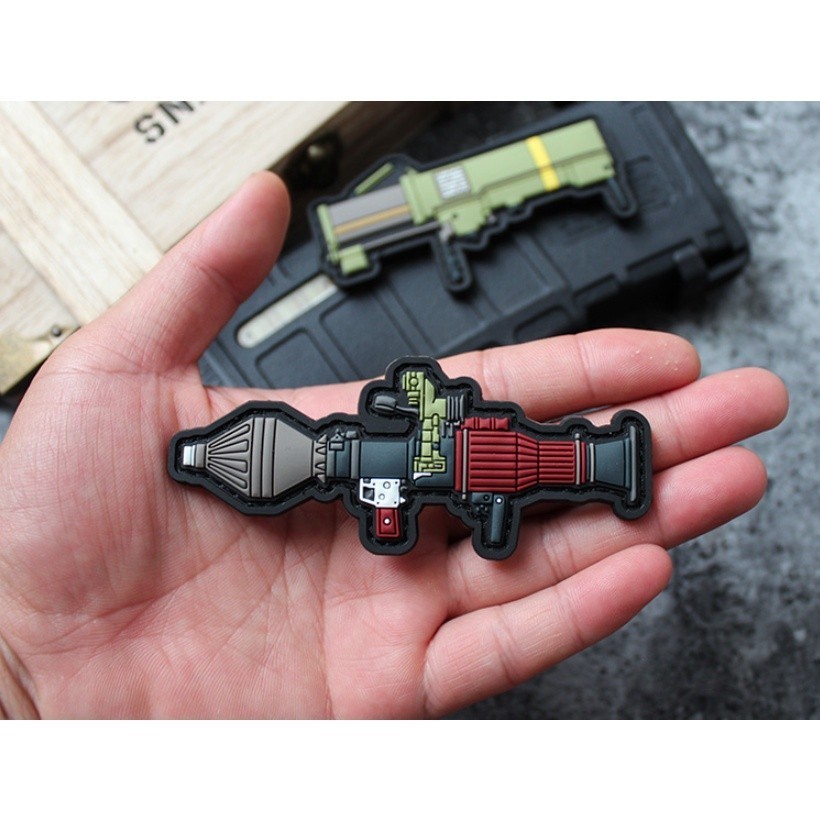 Patch_ miếng dán velcro PVC súng_tên lửa vác vai_retro