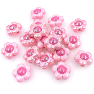 Hạt Thời Trang 10 Chiếc Phụ Kiện Trang Sức Hoa UV Mạ Dazzle 16 Mm Acrylic Hai Màu DIY Vòng Tay Vòng Cổ Chất Liệu Đính Hạt