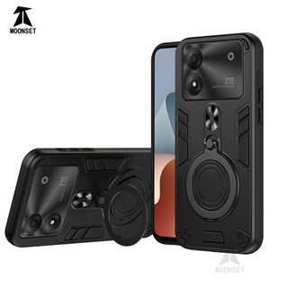 Dành Cho ZTE Blade A54 / A34 Ốp điện thoại Kim Loại Giá Đỡ Nhẫn Đế Mềm TPU Edge Cứng PC Mặt Sau Chống Sốc Mỏng Bao