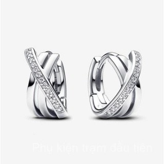 Tại chỗ goods2024 mới panjia chéo Pave Hoop Bông tai