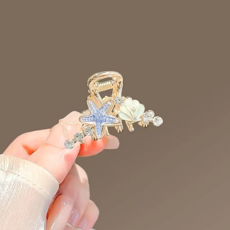 Mauropoli [Sẵn Sàng] Fantasy Ocean Shell Starfish Grab Clip Nữ Kẹp Tóc Nhỏ Đầu Sau Nửa Tóc Cá Mập Kẹp Mũ Đội Đầu Cao Cấp