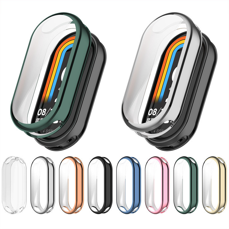 Vỏ silicon TPU bảo vệ trong suốt cho Xiaomi Mi Band 8/9/10, phụ kiện full cover, tương thích Band 8/9/10 Ceramic Edition