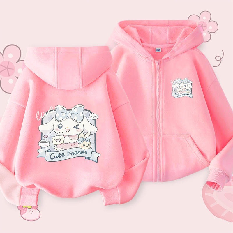 2024 Mới Cinnamoroll Bé Gái Áo Khoác Zip Up Áo Khoác Thời Trang Thu Đông Trẻ Em Áo Khoác Ngoài Bộ Sưu Tập