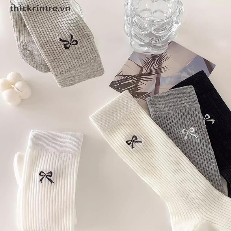 Thi 1 Cặp Nữ Mỏng Rỗng Ra Dài Rời Tất Ngọt Ngào Bé Gái Nhật Bản Màu Trơn Thoáng Khí Cotton Xuân Hè Thả VN