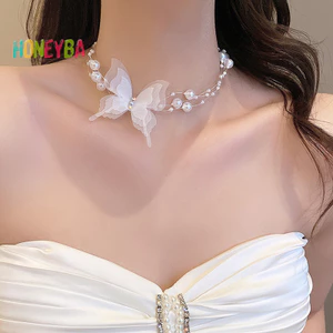 < Honeyba > Vòng Cổ Choker Ngọc Trai Trắng Cho Nữ Ngọt Ngào Giả Ngọc Trai Xương Đòn Dây Chuyền Cổ Vòng Cổ Trang Sức Cưới Quà Tặng