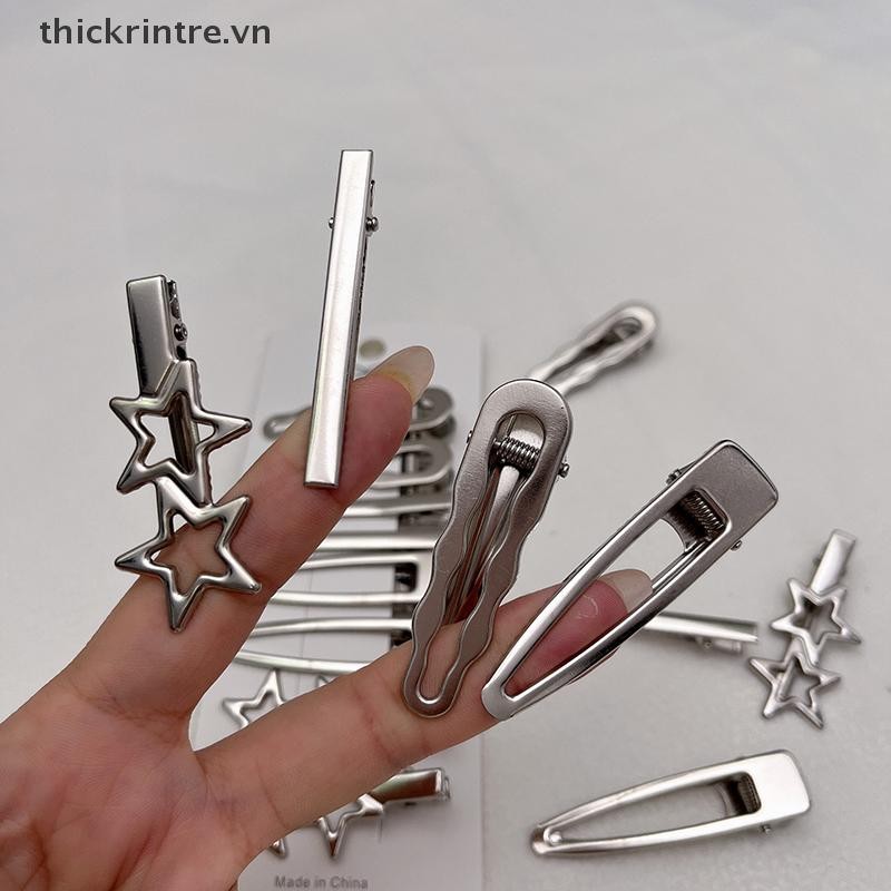Thi 8 Chiếc Bé Gái Kẹp Tóc Bạc Kim Loại Mỏ Vịt Kẹp Tóc Nữ Bên Nổ Nữ Nữ Barrettes Phụ Kiện Tóc VN