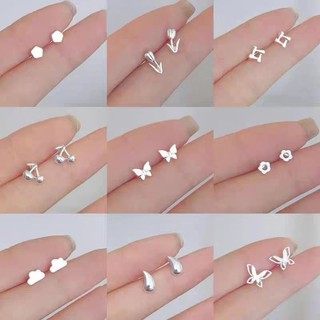 Bông tai nhỏ tươi mini đơn giản nữ S925 Bông tai kim bạc vô hình 2024 mới