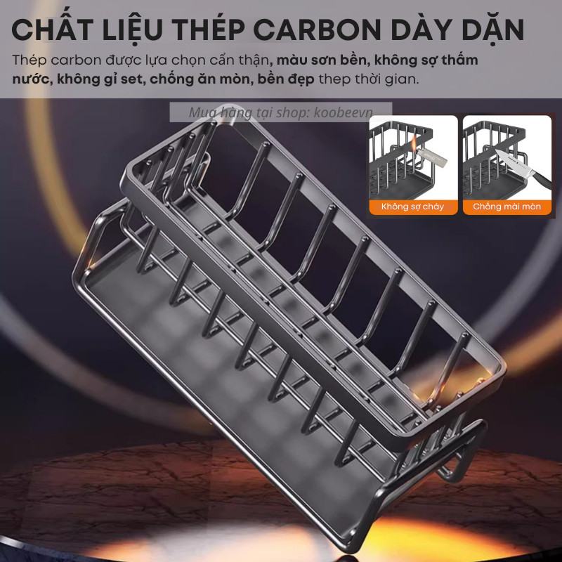 Kệ Giá Để Đồ Rửa Chén Bát Bồn Rửa KOOBEE Thép Carbon Không Gỉ Chống Xước Kèm Khay Hứng Nước Tiện Lợi | 160