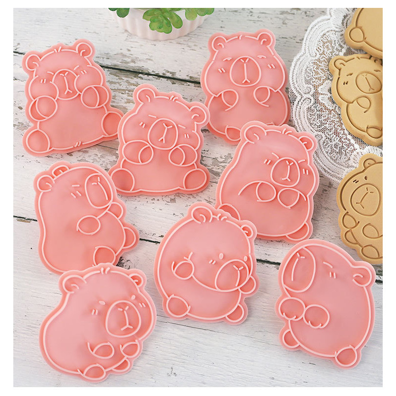 Bộ 8 khuôn cắt bánh quy Capabala hoạt hình dễ thương, hình chuột lang Capybara, dùng cho bánh quy, trái cây, bánh mì hấp, fondant