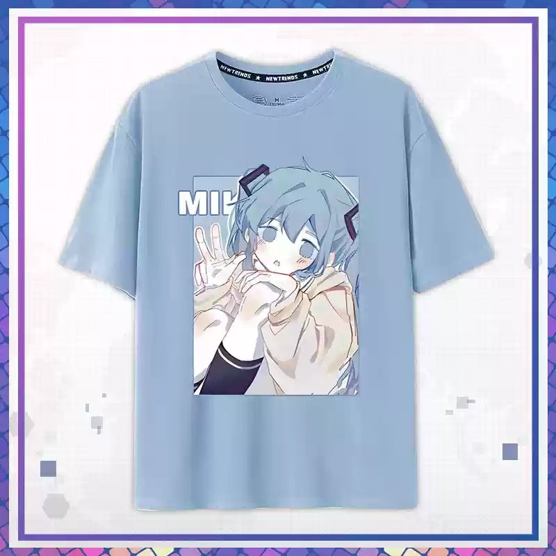 Yb1 Hatsune Miku Cosplay Vải Full Graphic Mùa Hè Sơn Hoạt Hình Áo Thun Anime Tay Ngắn Top BY1